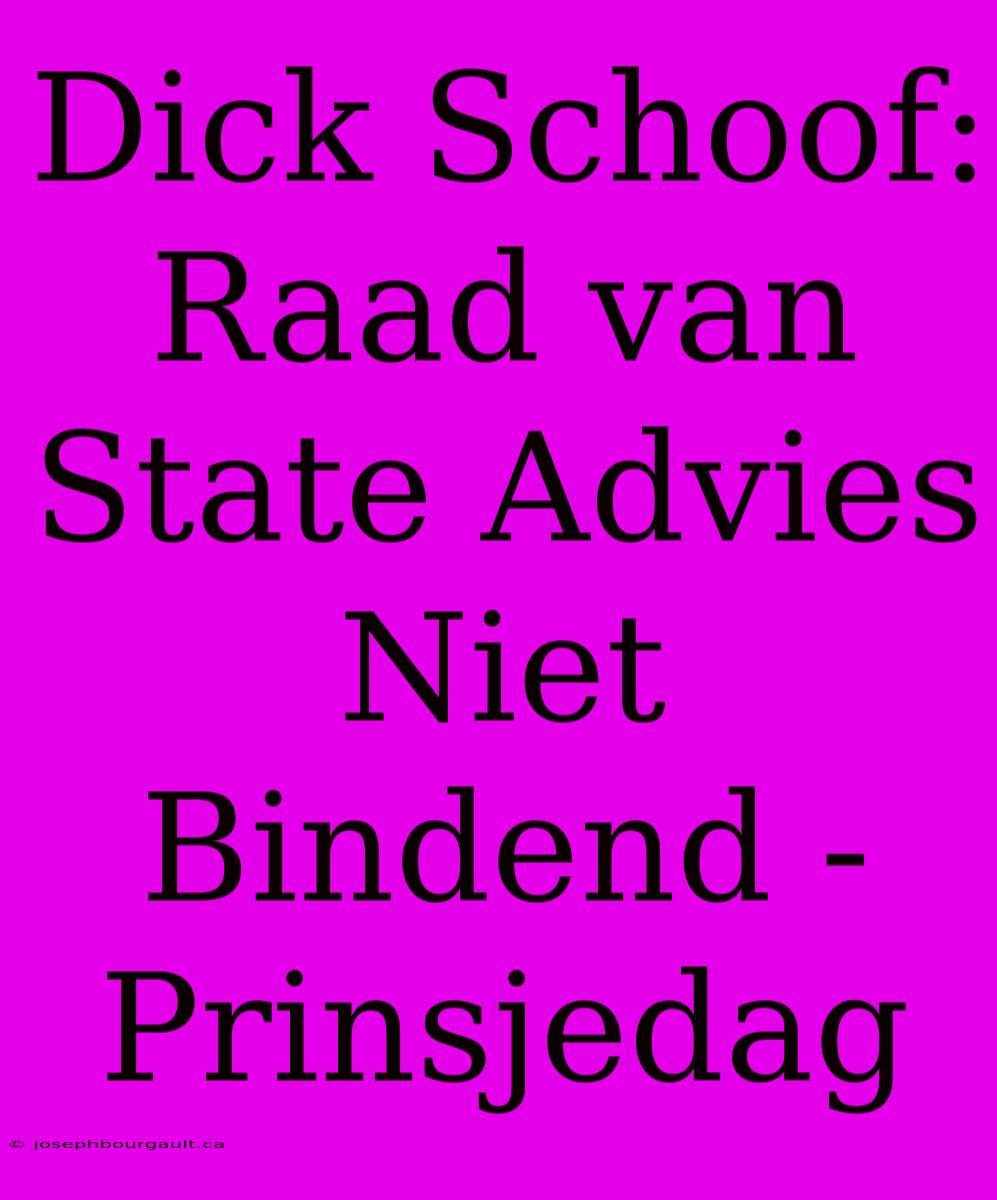 Dick Schoof: Raad Van State Advies Niet Bindend - Prinsjedag