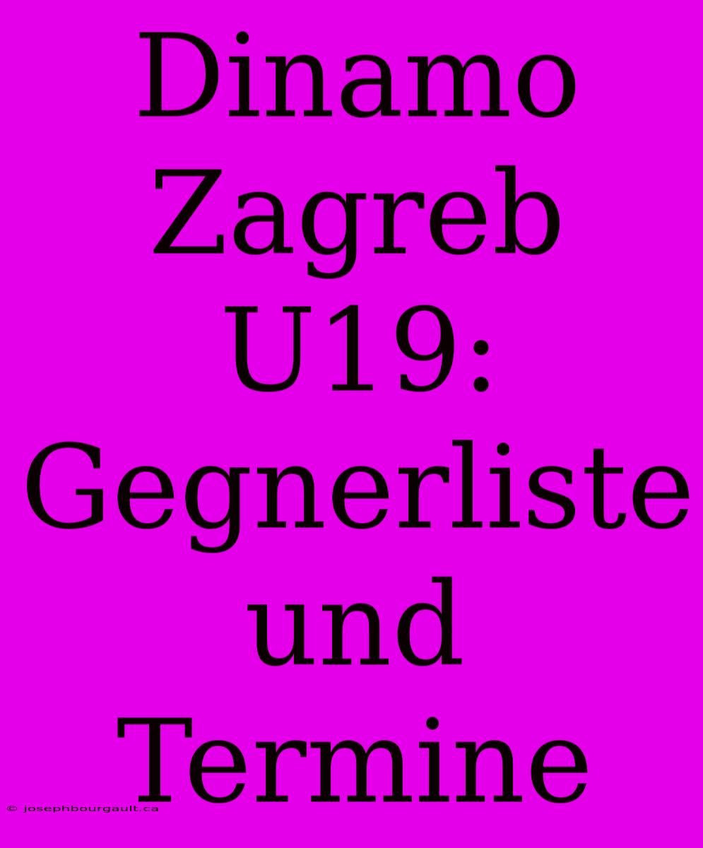 Dinamo Zagreb U19: Gegnerliste Und Termine