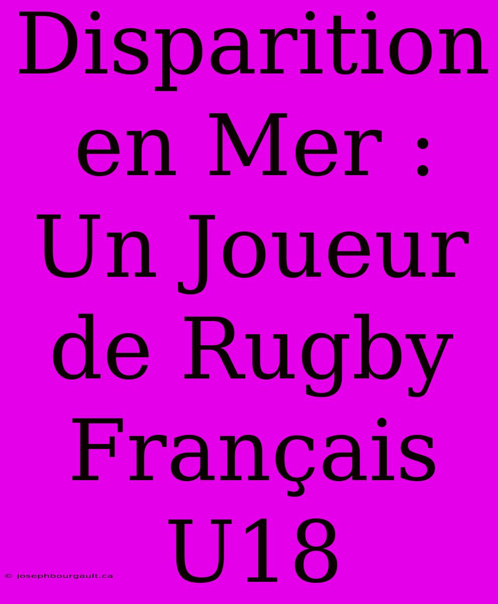 Disparition En Mer : Un Joueur De Rugby Français U18