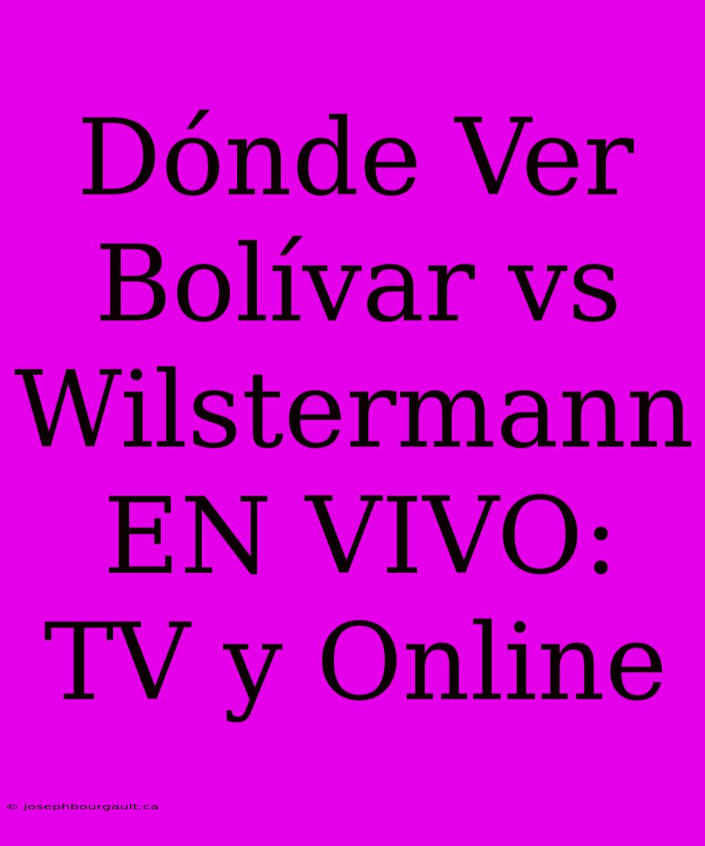 Dónde Ver Bolívar Vs Wilstermann EN VIVO: TV Y Online