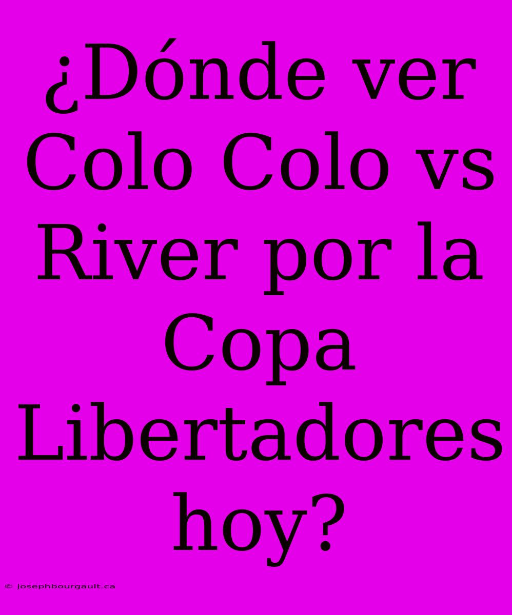 ¿Dónde Ver Colo Colo Vs River Por La Copa Libertadores Hoy?