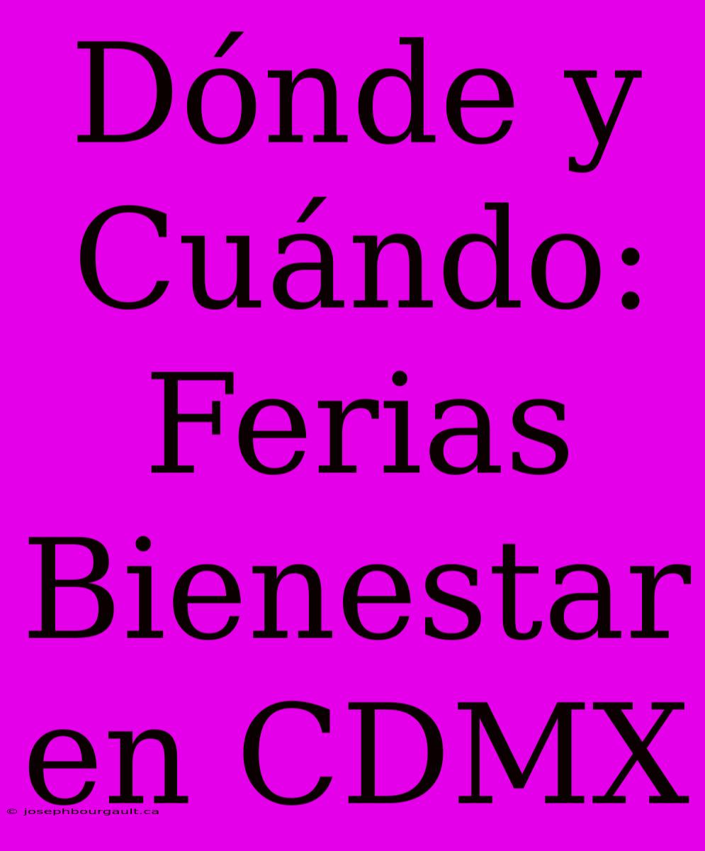 Dónde Y Cuándo: Ferias Bienestar En CDMX