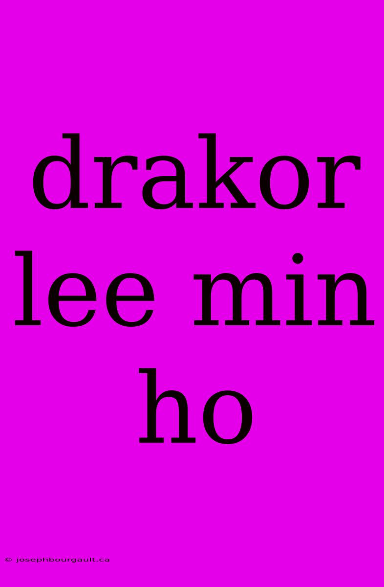 Drakor Lee Min Ho