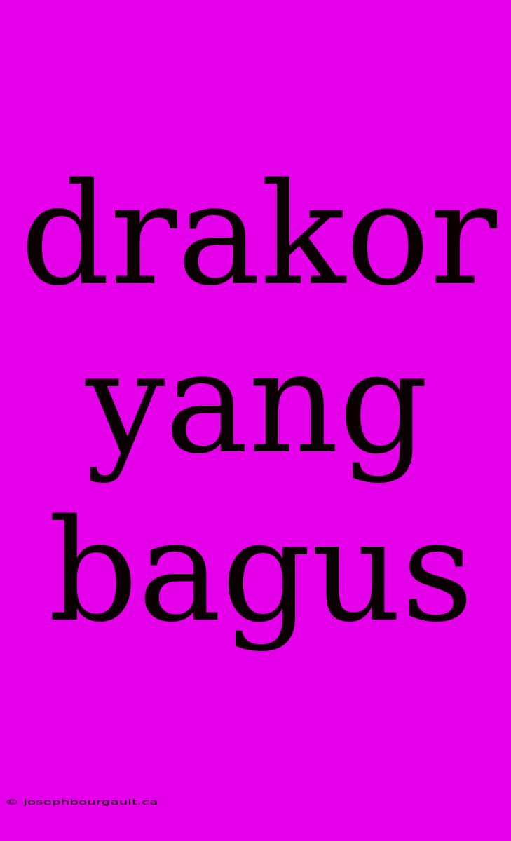 Drakor Yang Bagus