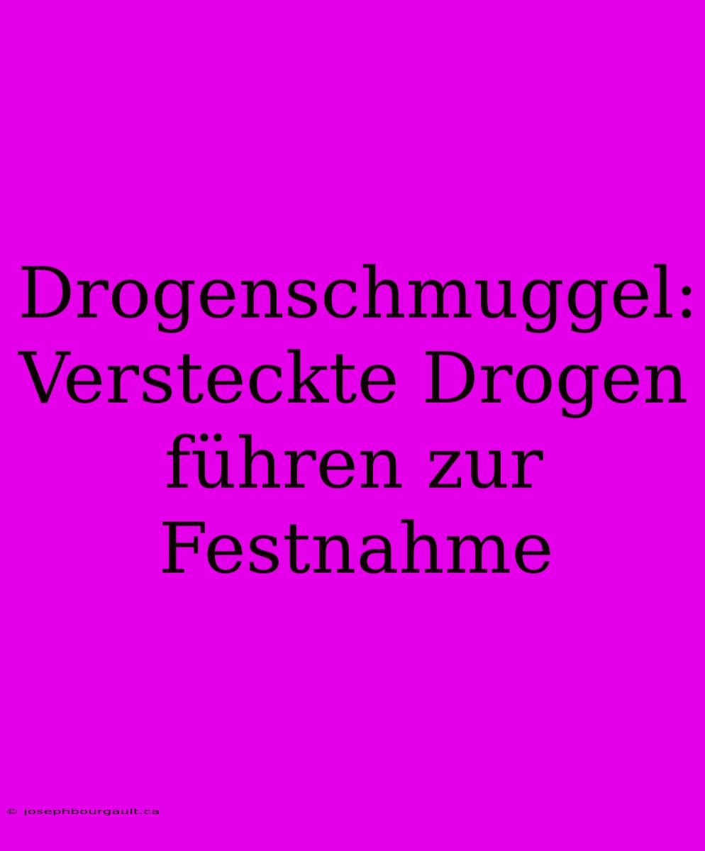 Drogenschmuggel: Versteckte Drogen Führen Zur Festnahme