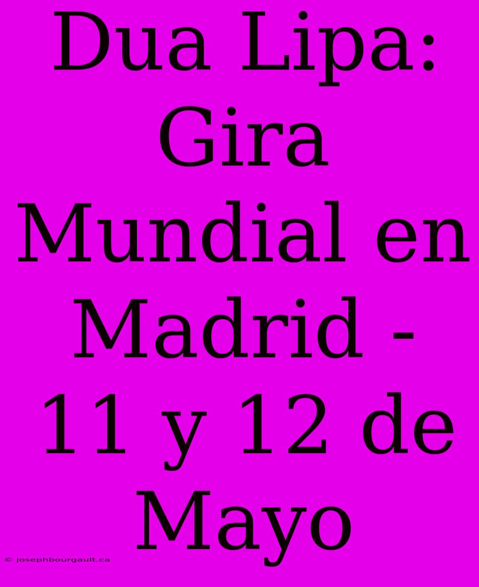 Dua Lipa: Gira Mundial En Madrid - 11 Y 12 De Mayo