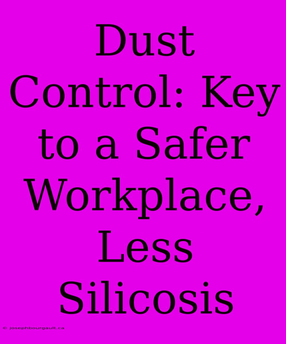 Dust Control: Key To A Safer Workplace, Less Silicosis