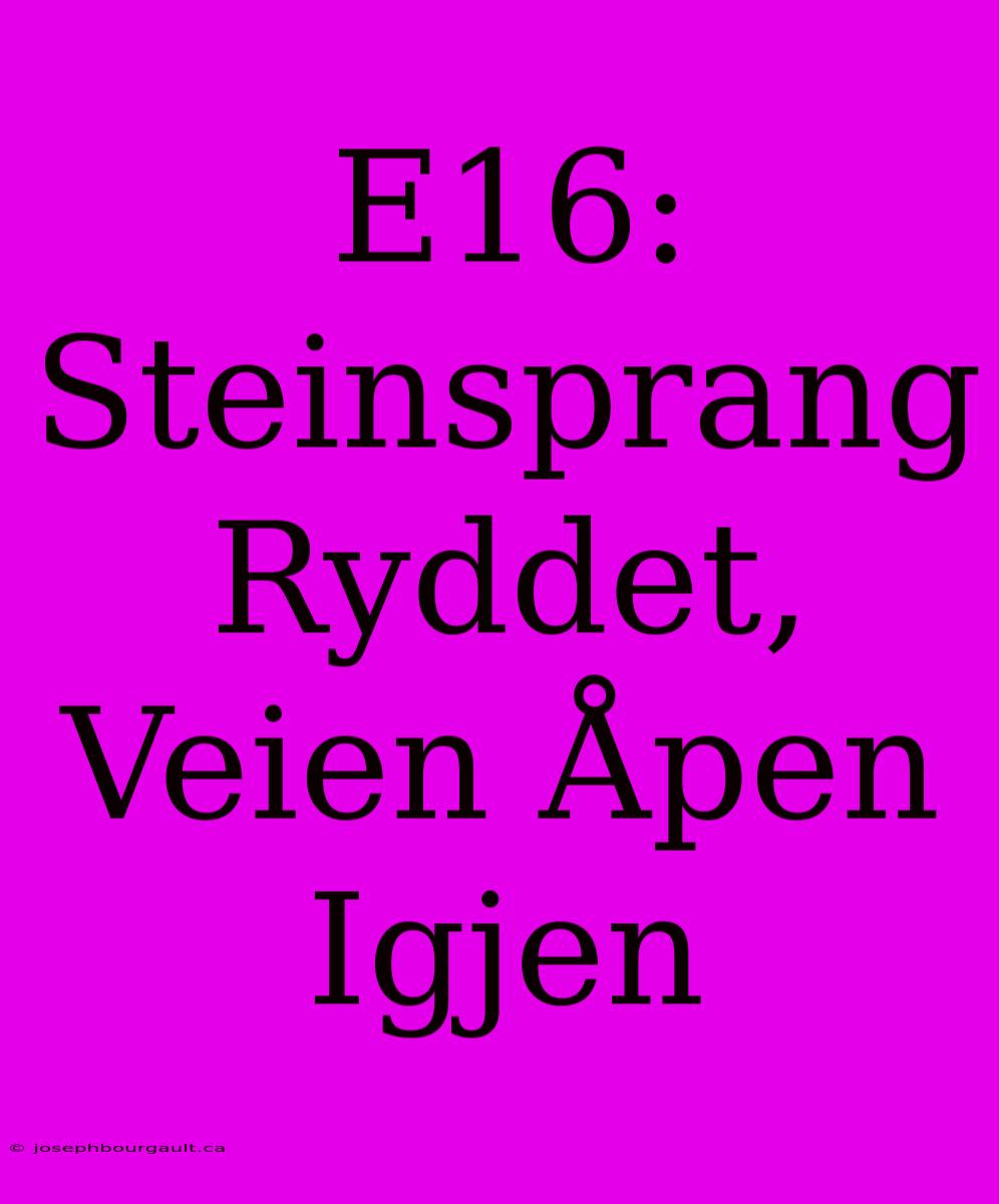 E16: Steinsprang Ryddet, Veien Åpen Igjen