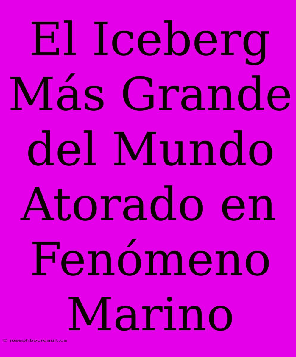 El Iceberg Más Grande Del Mundo Atorado En Fenómeno Marino