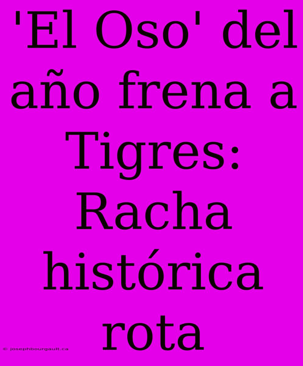 'El Oso' Del Año Frena A Tigres: Racha Histórica Rota