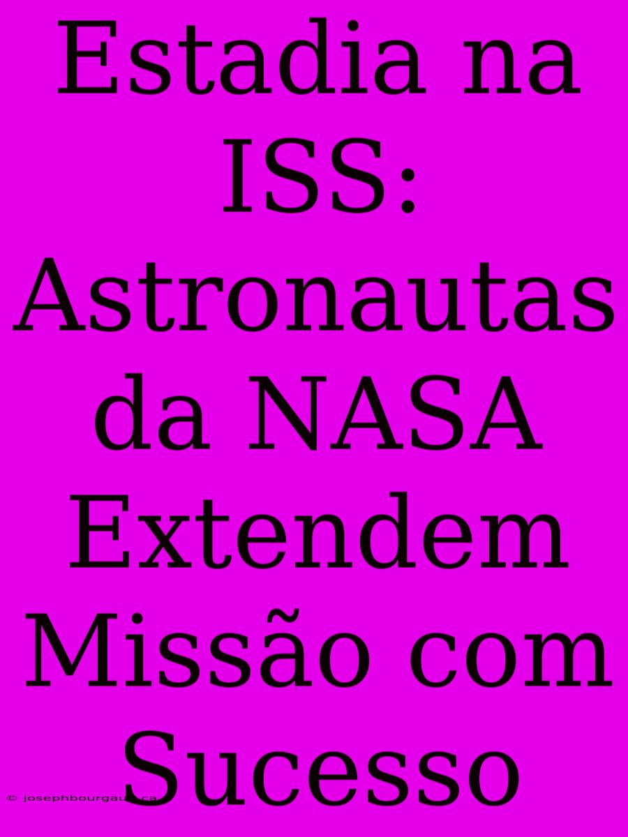 Estadia Na ISS: Astronautas Da NASA Extendem Missão Com Sucesso