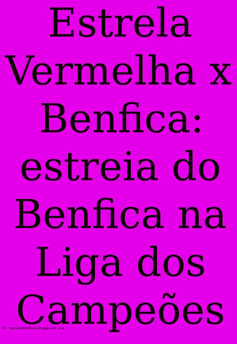 Estrela Vermelha X Benfica: Estreia Do Benfica Na Liga Dos Campeões