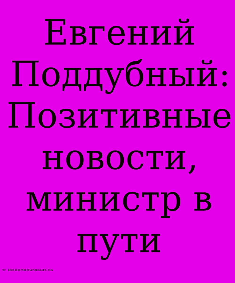 Евгений Поддубный: Позитивные Новости, Министр В Пути