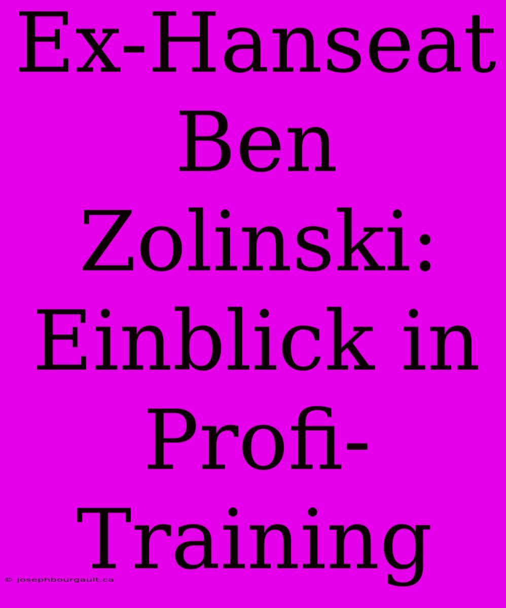 Ex-Hanseat Ben Zolinski: Einblick In Profi-Training