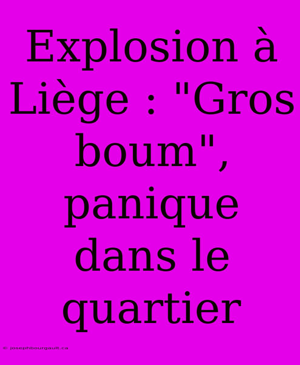 Explosion À Liège : 