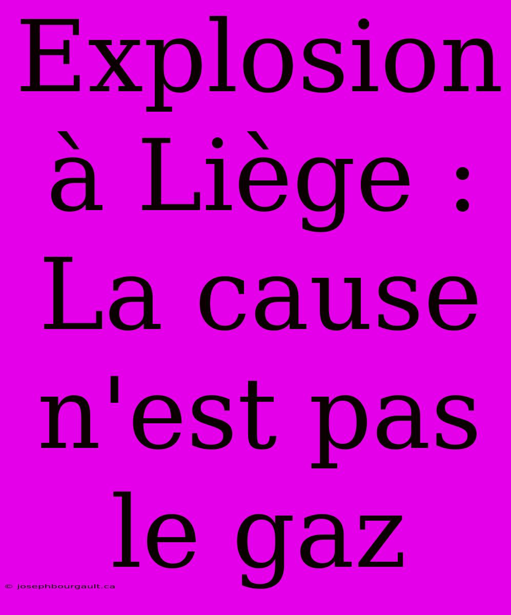 Explosion À Liège : La Cause N'est Pas Le Gaz