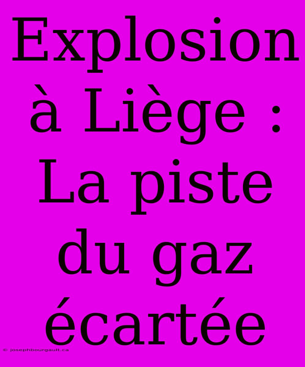 Explosion À Liège : La Piste Du Gaz Écartée