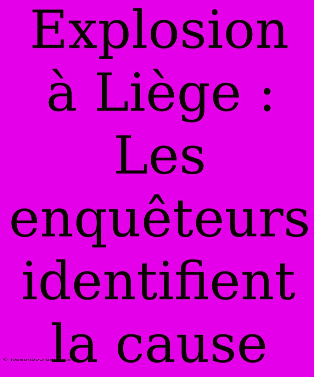 Explosion À Liège : Les Enquêteurs Identifient La Cause