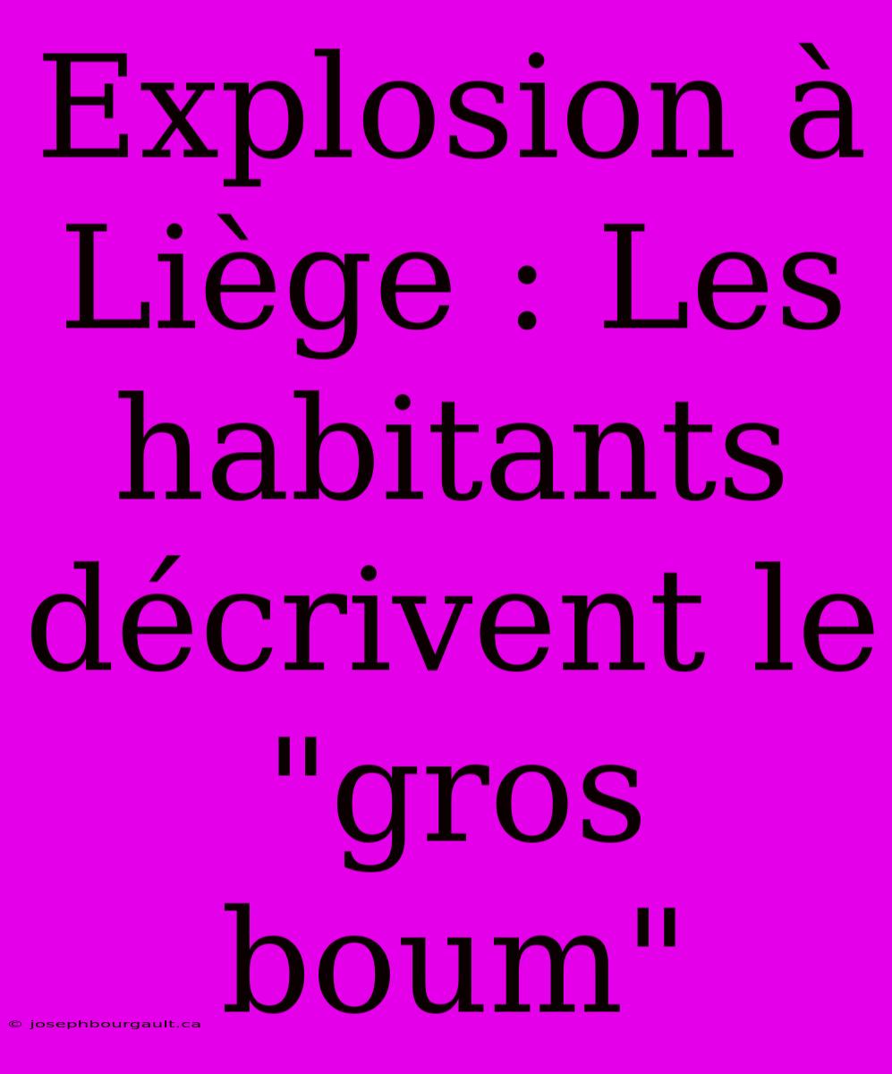 Explosion À Liège : Les Habitants Décrivent Le 