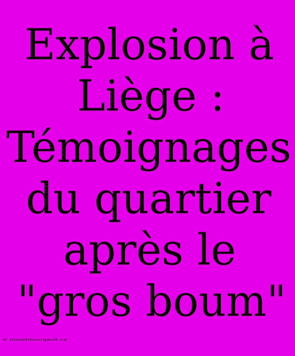 Explosion À Liège : Témoignages Du Quartier Après Le 