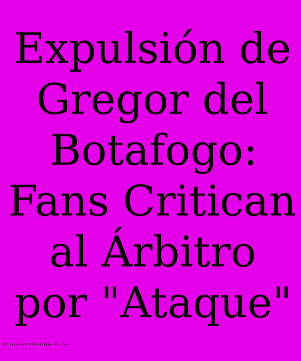 Expulsión De Gregor Del Botafogo: Fans Critican Al Árbitro Por 