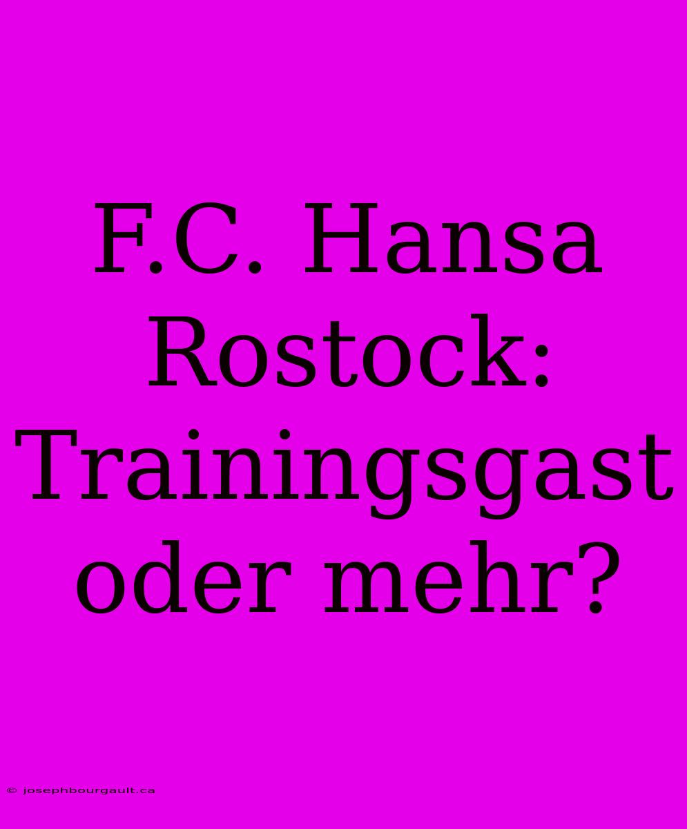 F.C. Hansa Rostock: Trainingsgast Oder Mehr?