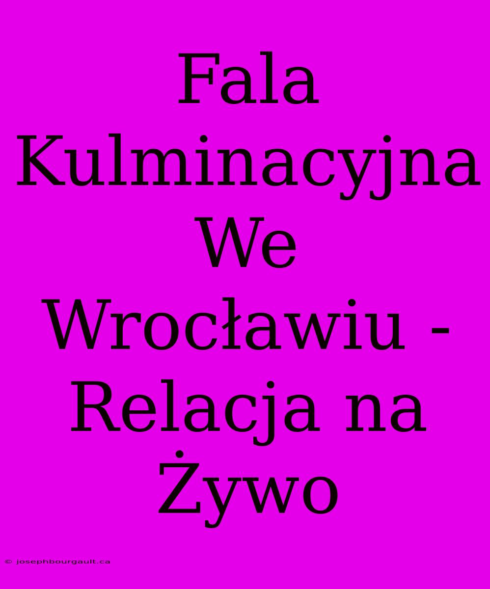 Fala Kulminacyjna We Wrocławiu - Relacja Na Żywo