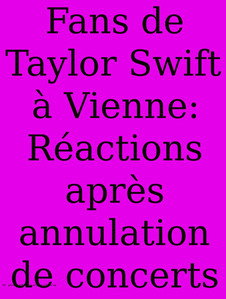 Fans De Taylor Swift À Vienne: Réactions Après Annulation De Concerts