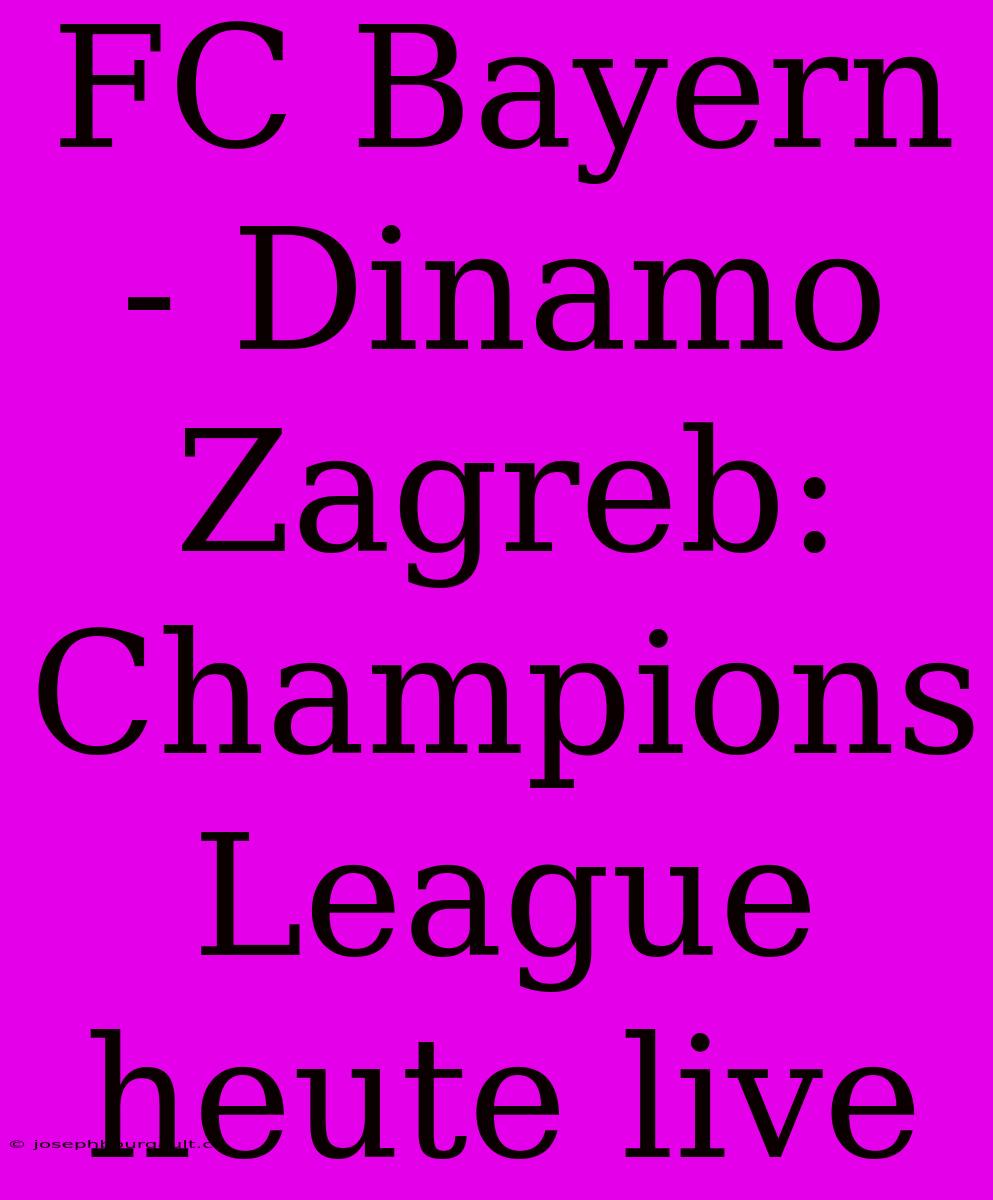 FC Bayern - Dinamo Zagreb: Champions League Heute Live