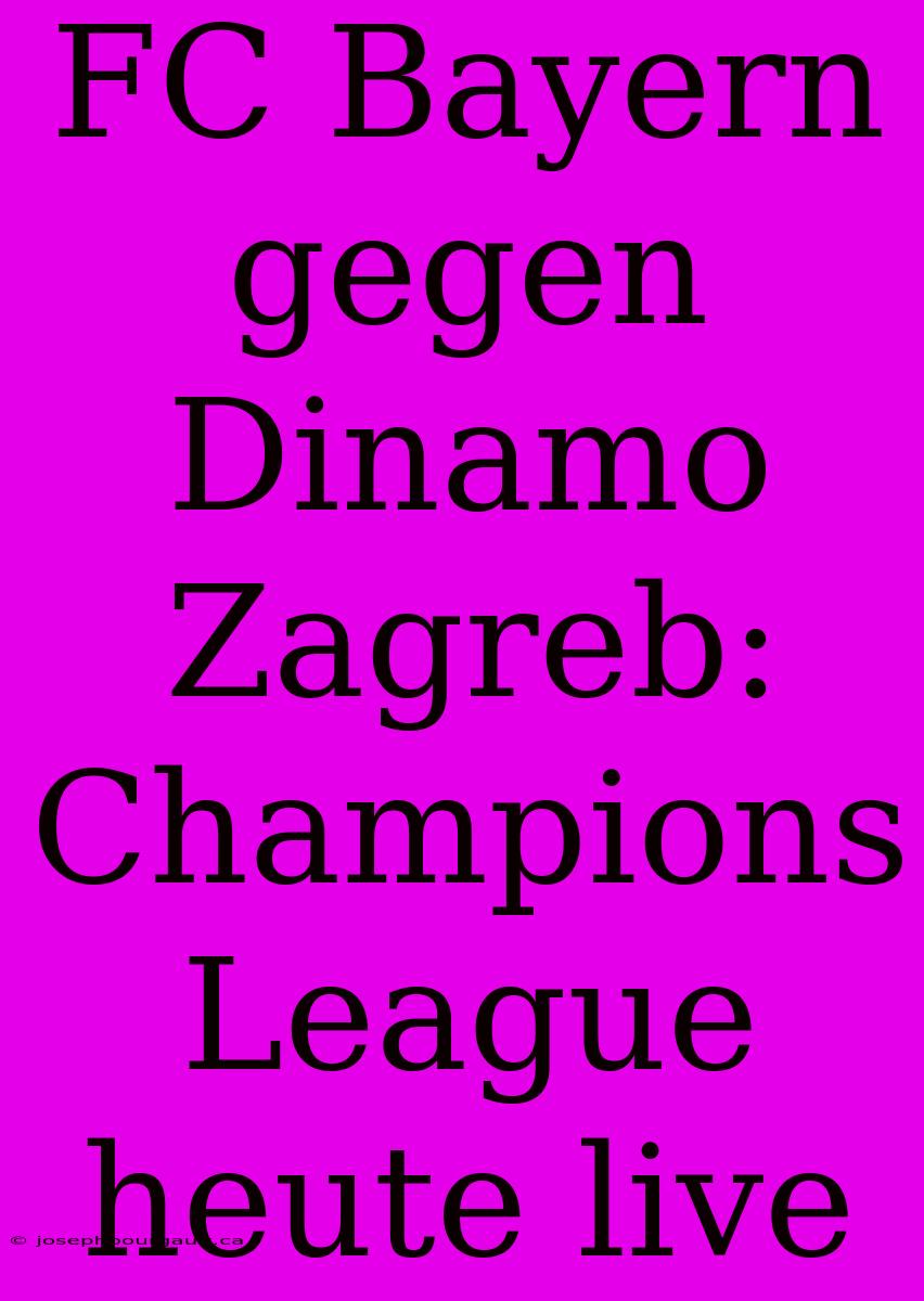 FC Bayern Gegen Dinamo Zagreb: Champions League Heute Live