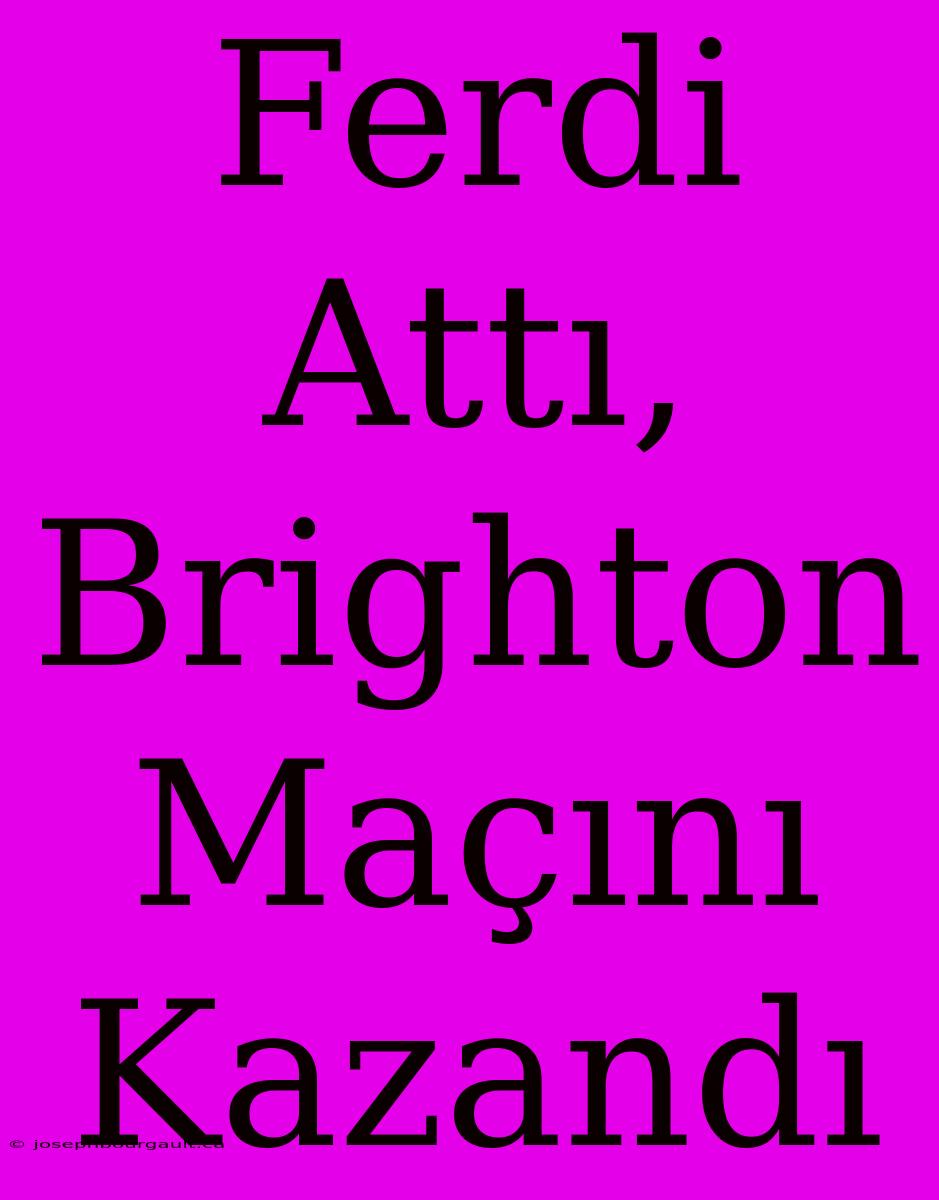 Ferdi Attı, Brighton Maçını Kazandı