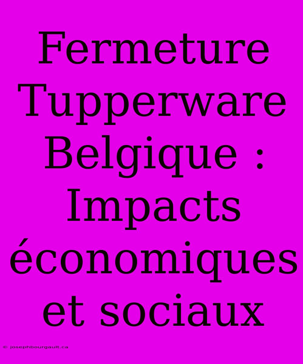 Fermeture Tupperware Belgique :  Impacts Économiques Et Sociaux