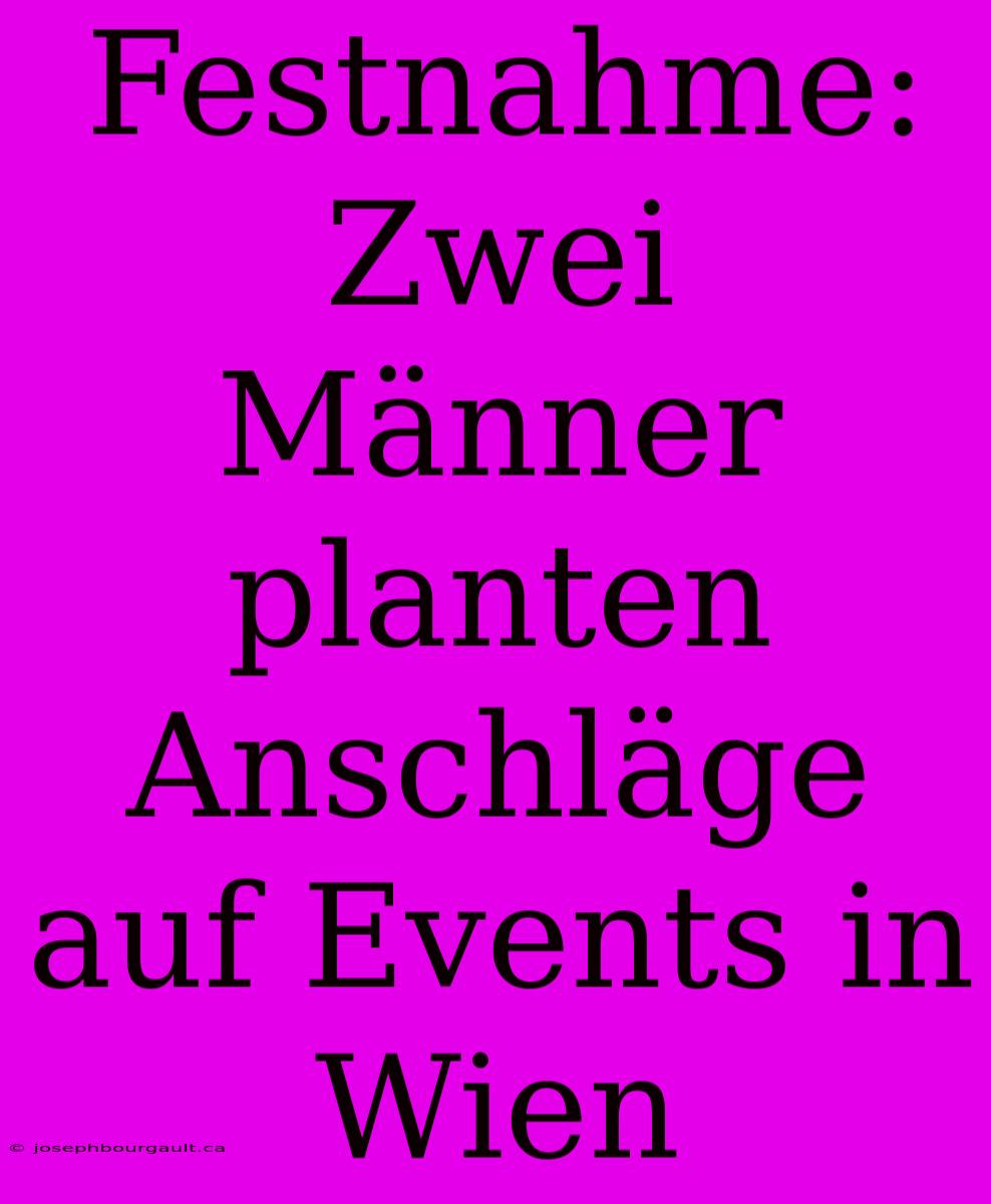 Festnahme: Zwei Männer Planten Anschläge Auf Events In Wien