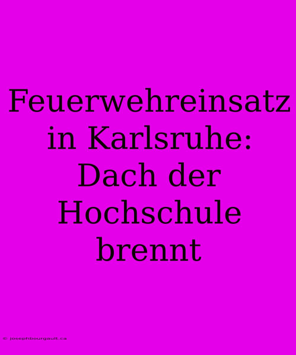 Feuerwehreinsatz In Karlsruhe: Dach Der Hochschule Brennt