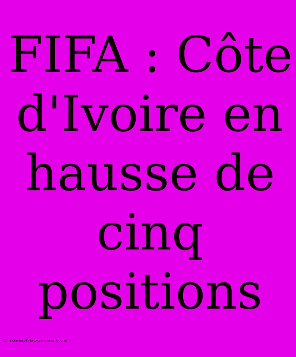 FIFA : Côte D'Ivoire En Hausse De Cinq Positions