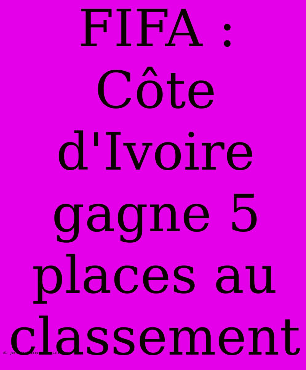 FIFA : Côte D'Ivoire Gagne 5 Places Au Classement