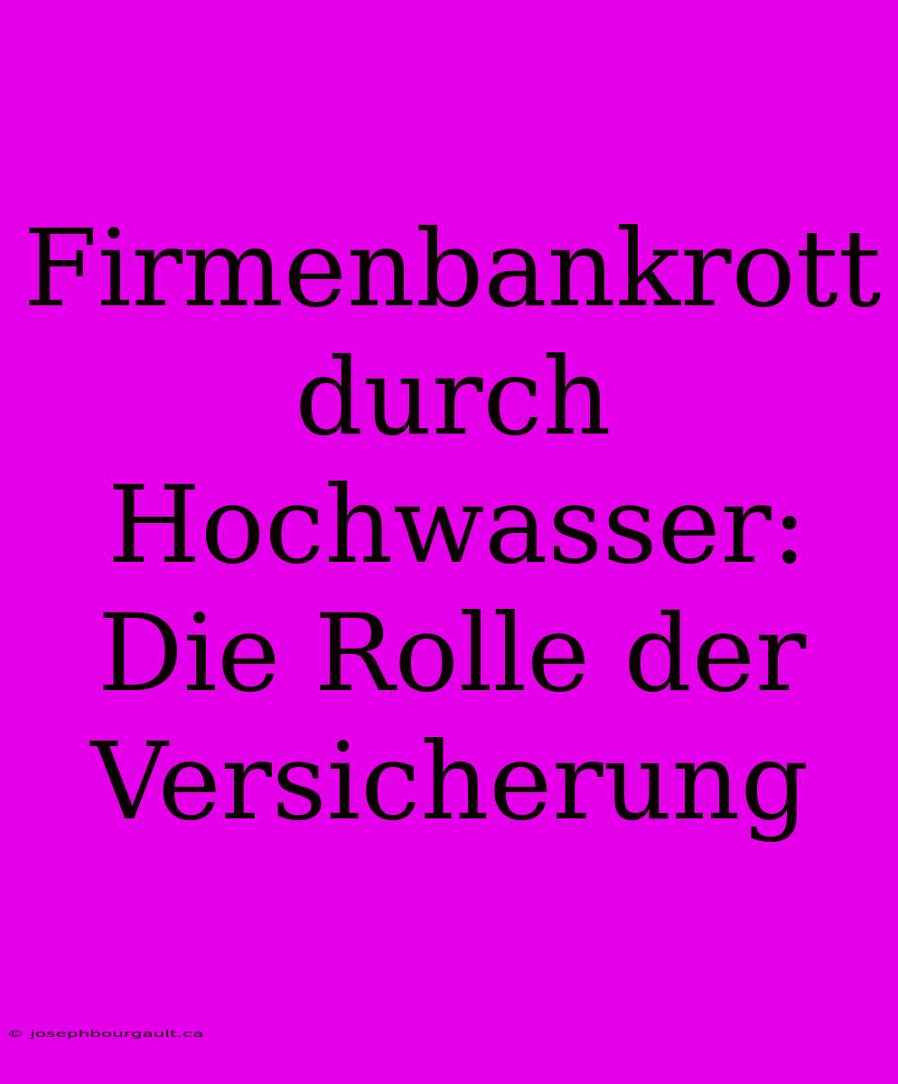 Firmenbankrott Durch Hochwasser: Die Rolle Der Versicherung