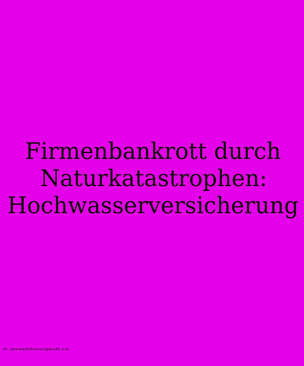 Firmenbankrott Durch Naturkatastrophen:  Hochwasserversicherung