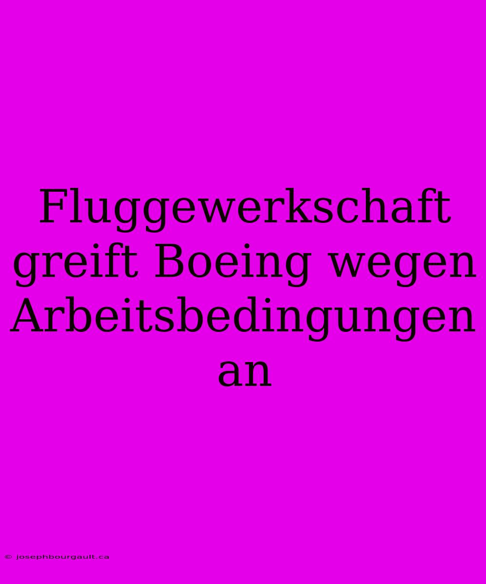 Fluggewerkschaft Greift Boeing Wegen Arbeitsbedingungen An