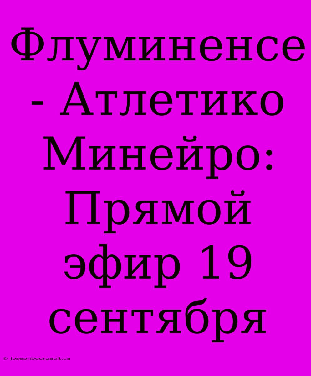 Флуминенсе - Атлетико Минейро: Прямой Эфир 19 Сентября