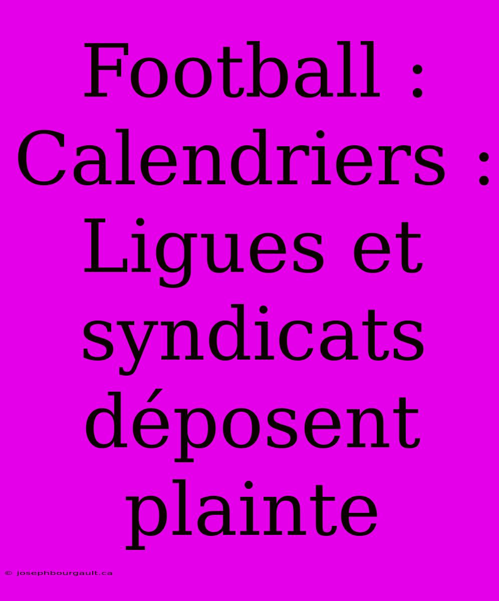 Football : Calendriers : Ligues Et Syndicats Déposent Plainte