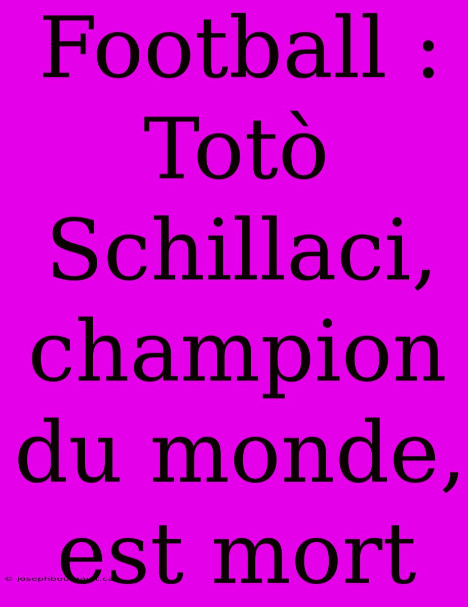 Football : Totò Schillaci, Champion Du Monde, Est Mort