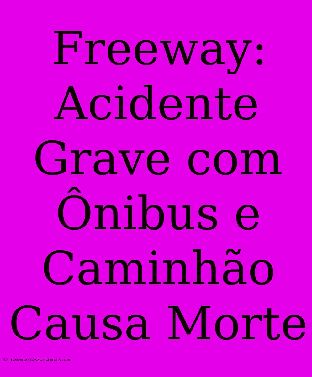 Freeway: Acidente Grave Com Ônibus E Caminhão Causa Morte