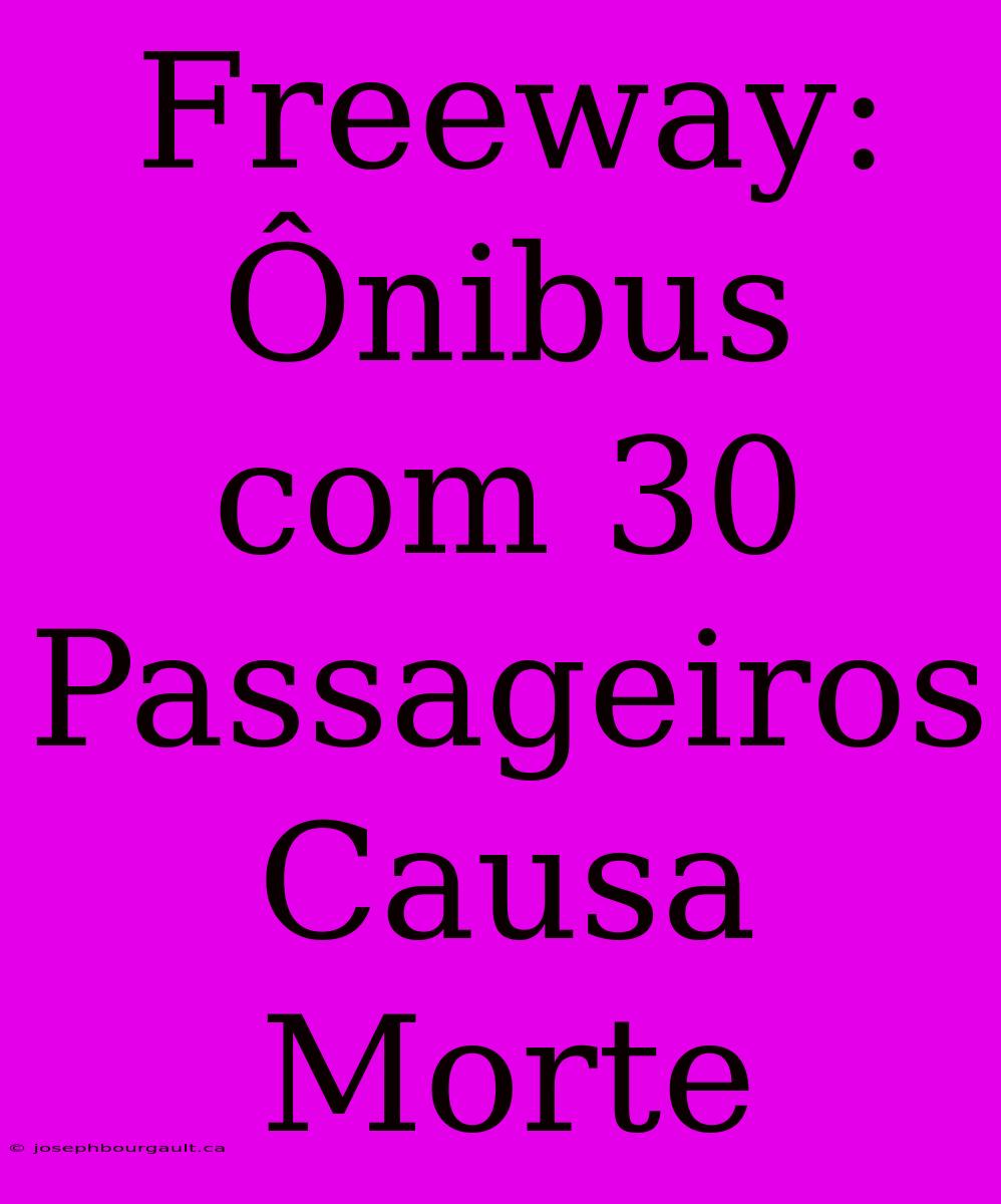 Freeway: Ônibus Com 30 Passageiros Causa Morte