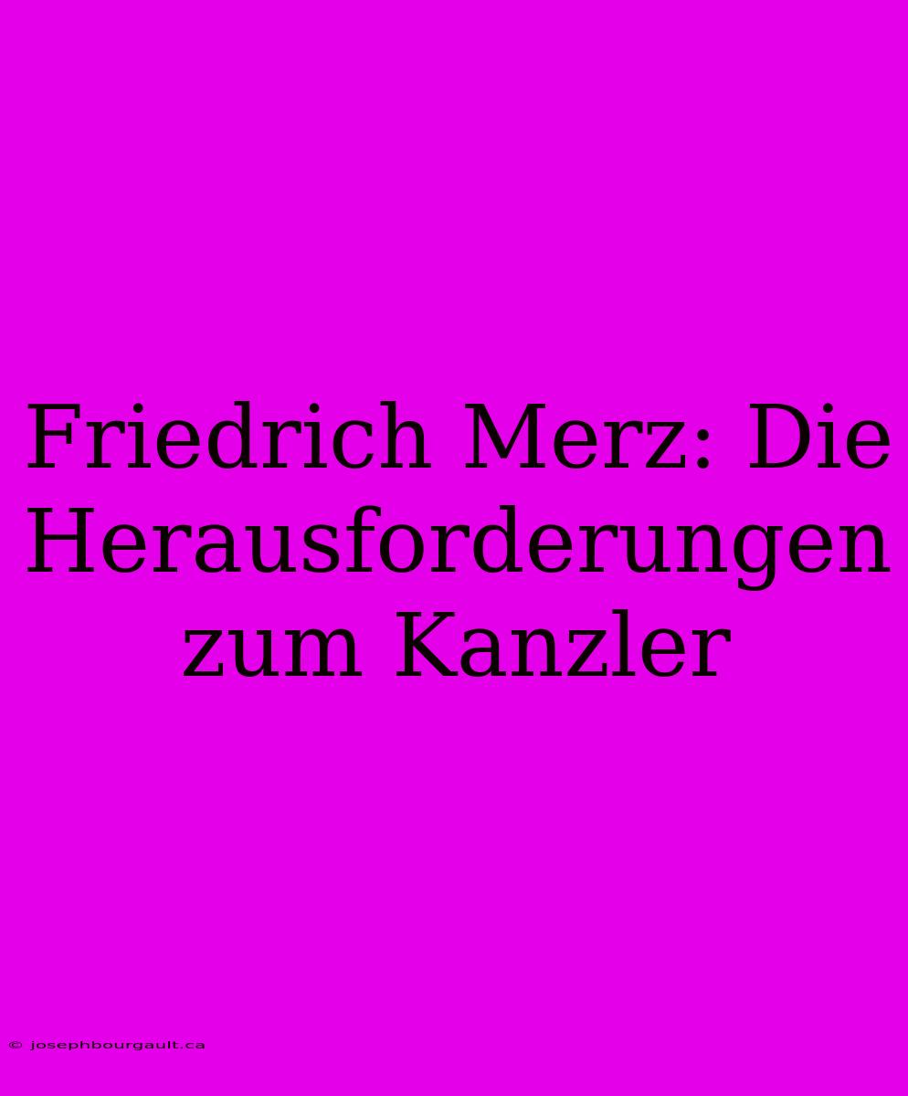 Friedrich Merz: Die Herausforderungen Zum Kanzler