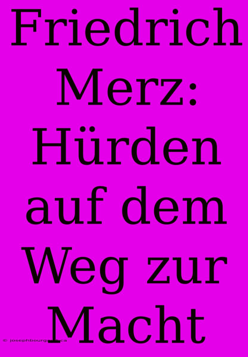 Friedrich Merz: Hürden Auf Dem Weg Zur Macht