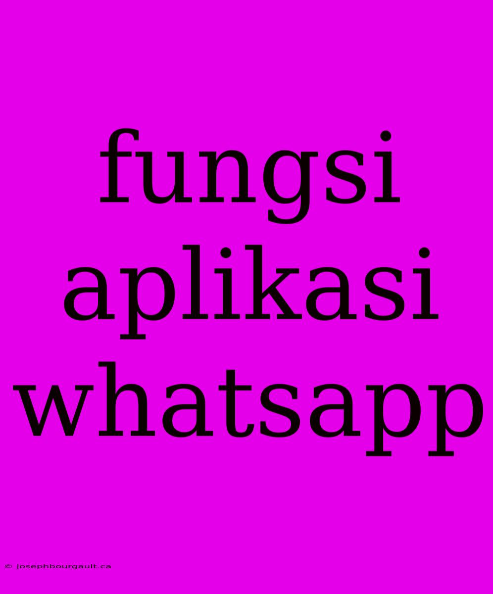 Fungsi Aplikasi Whatsapp