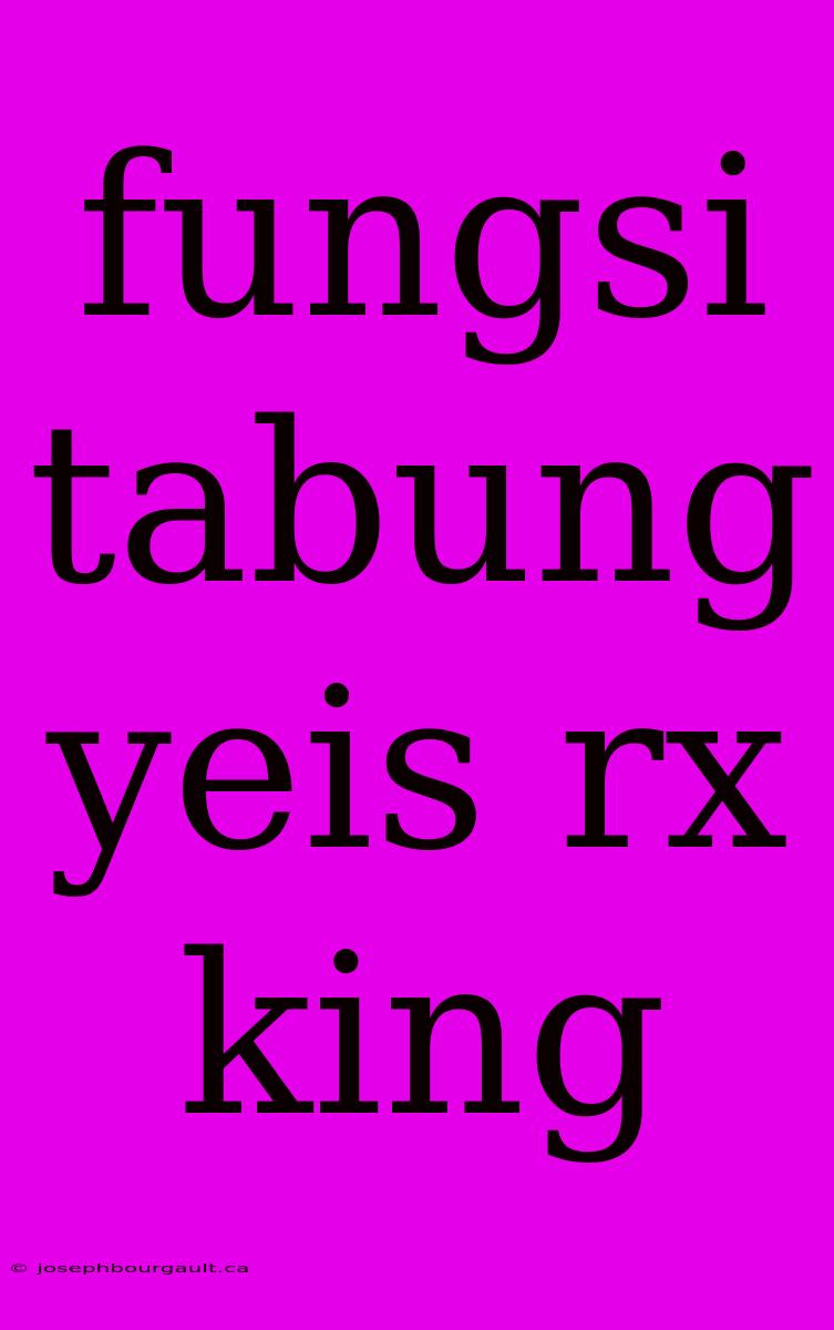 Fungsi Tabung Yeis Rx King