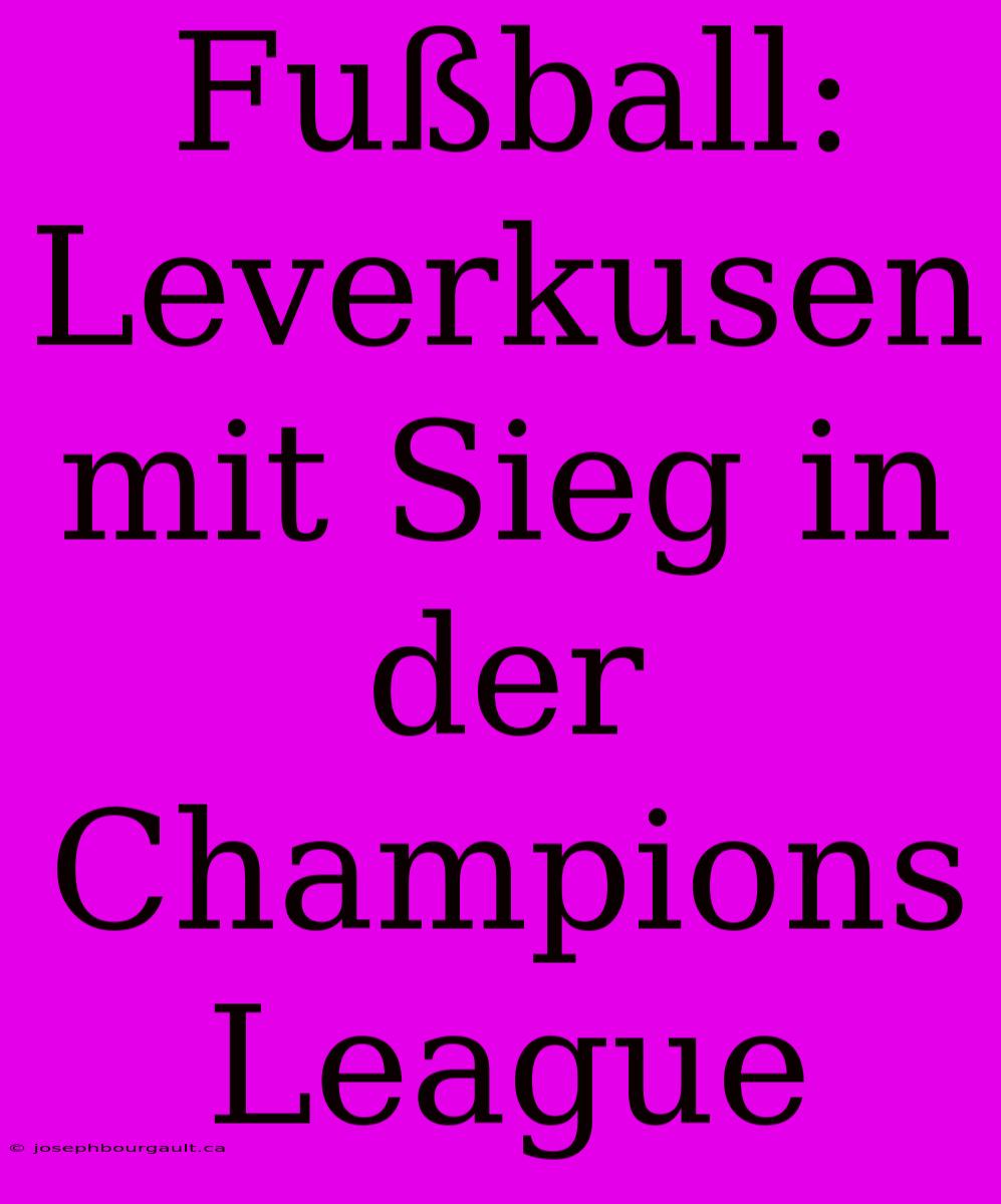 Fußball: Leverkusen Mit Sieg In Der Champions League