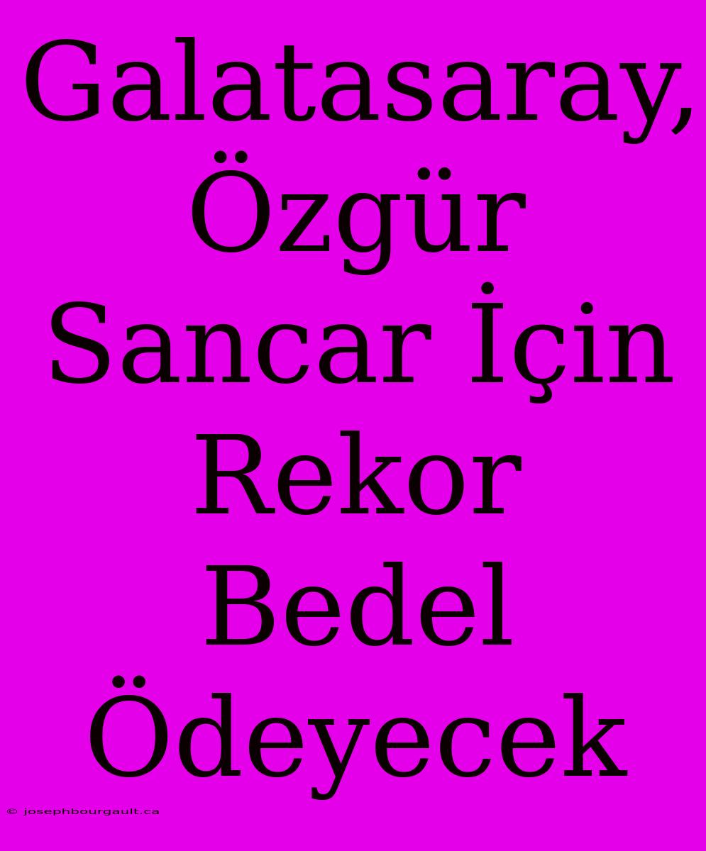 Galatasaray, Özgür Sancar İçin Rekor Bedel Ödeyecek